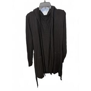 Commando Modal Black Long Hooded Cardigan Robe- OS